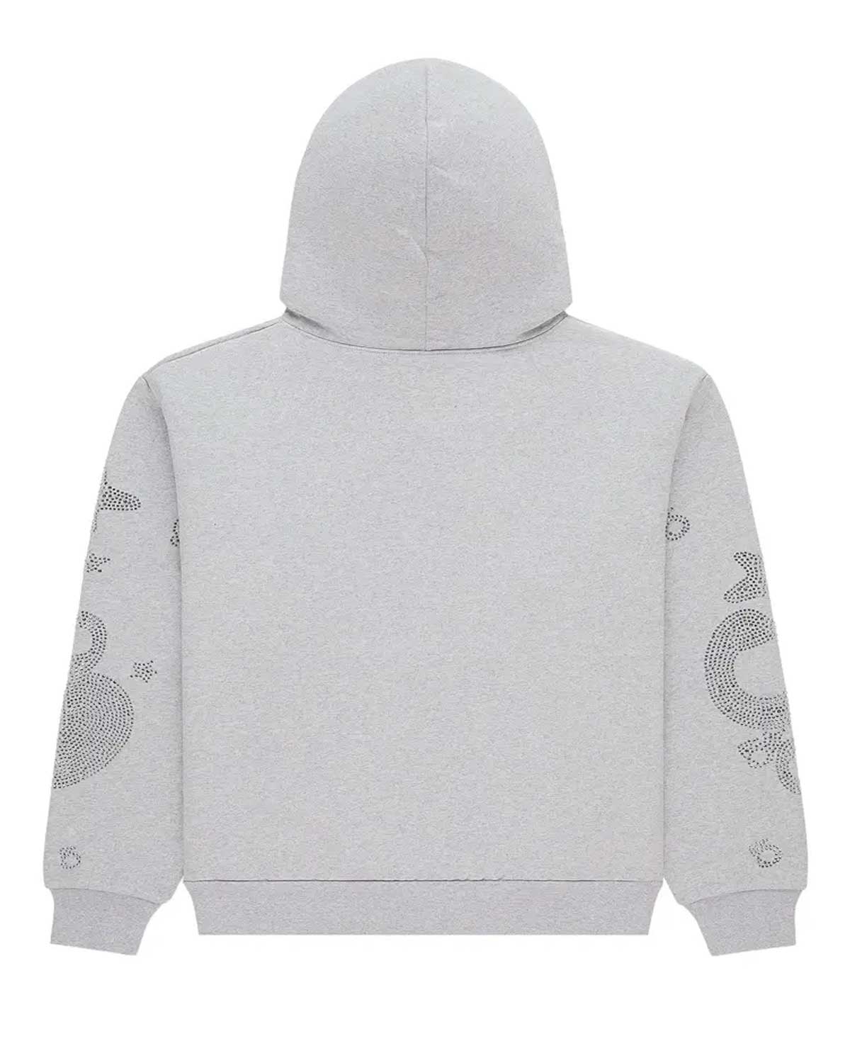 Sp5der Beluga Rhinestone Hoodie Heather Grey