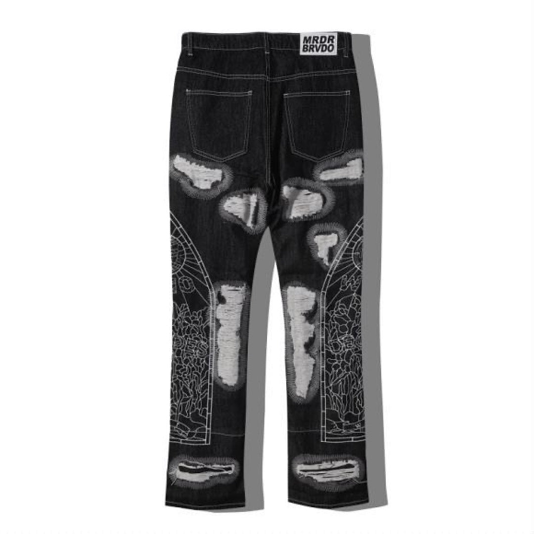 Who Decides War Laser Laser-Etched / Stained Glass Denim Jeans
