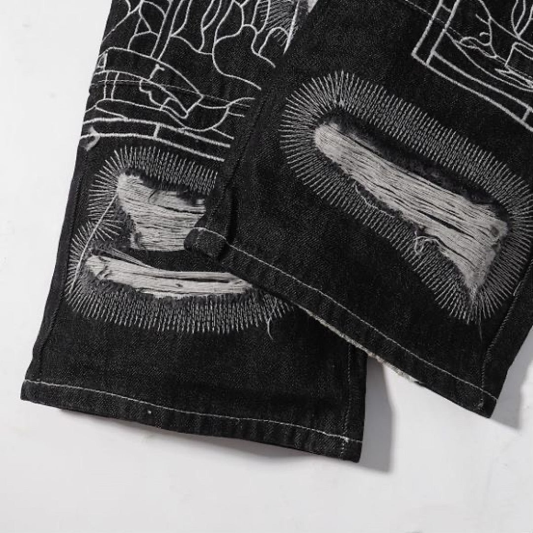 Who Decides War Laser Laser-Etched / Stained Glass Denim Jeans