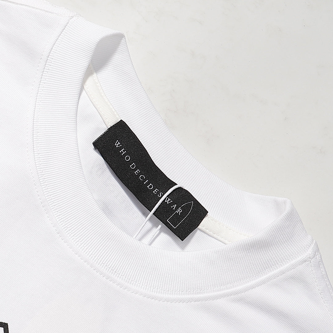 Who Decides War Stained Glass Outline Graphic Tee (White)