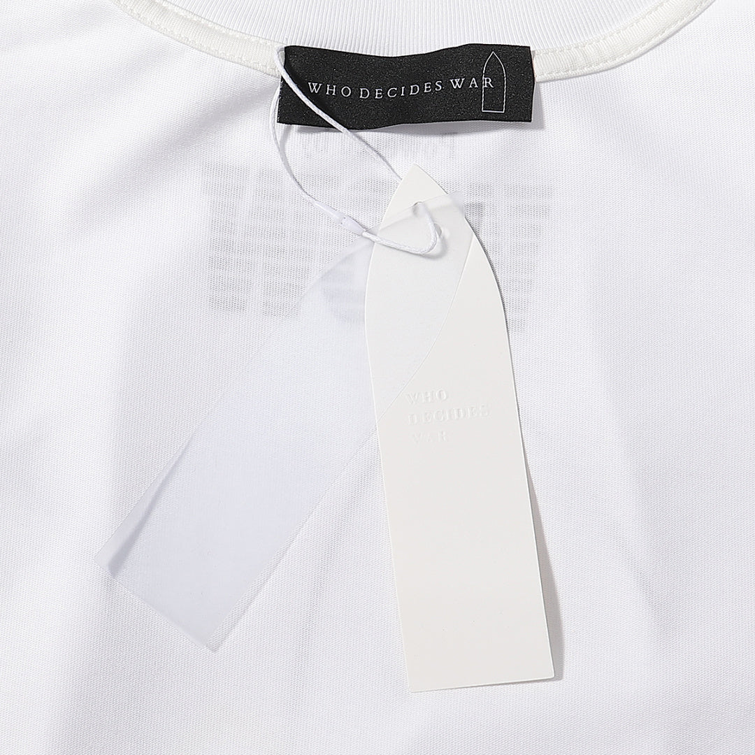 Who Decides War Stained Glass Outline Graphic Tee (White)