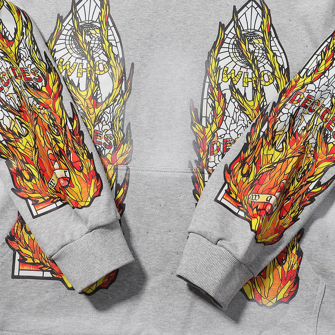 Who Decides War Flame Glass Hooded Pullove