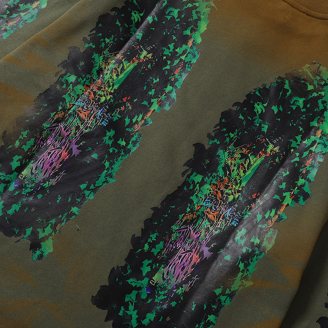 Who Decides War Forest Green / Botanical Glass Crewneck Sweater