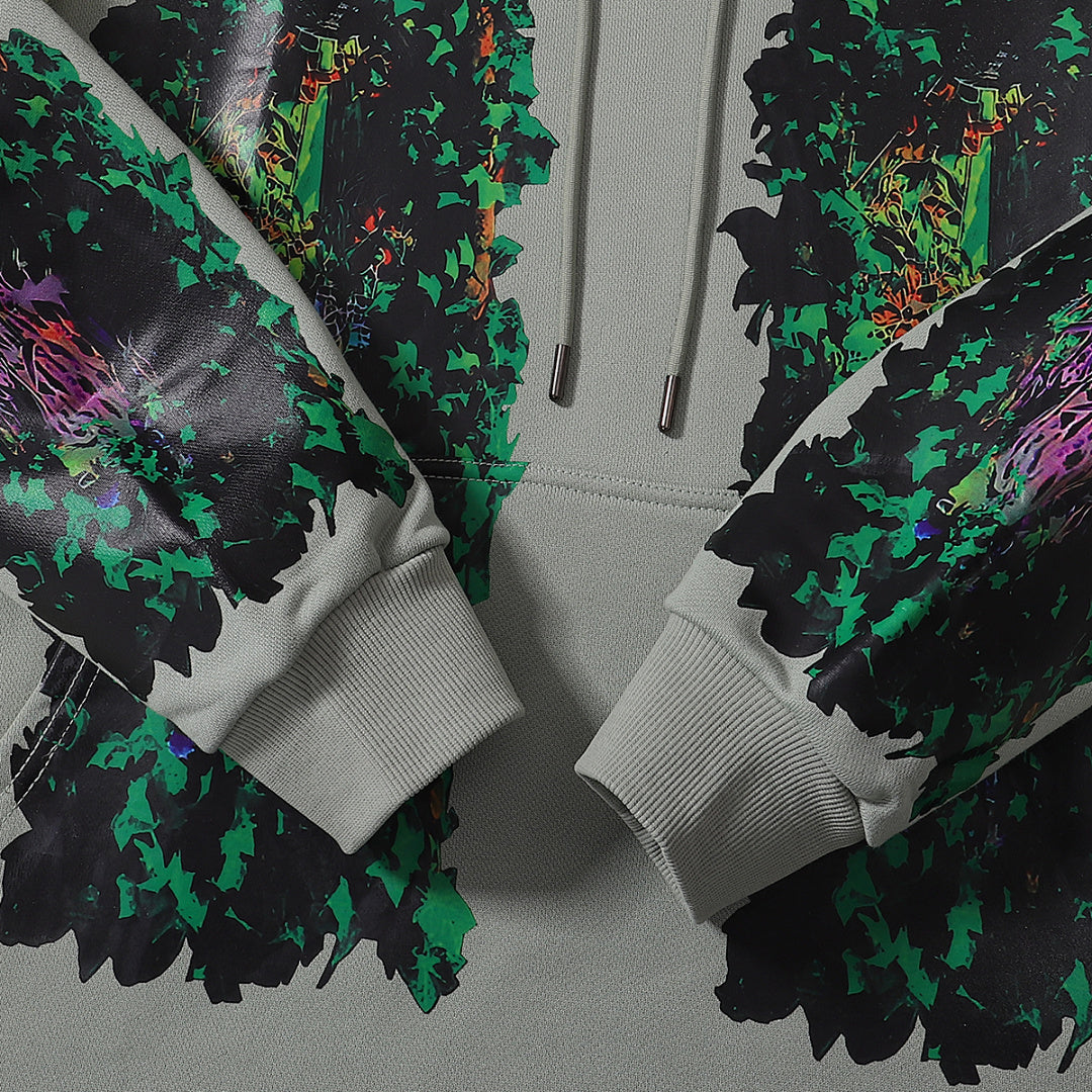 Who Decides War Botanical Glass Hooded Pullover (Sage / Forest Green)