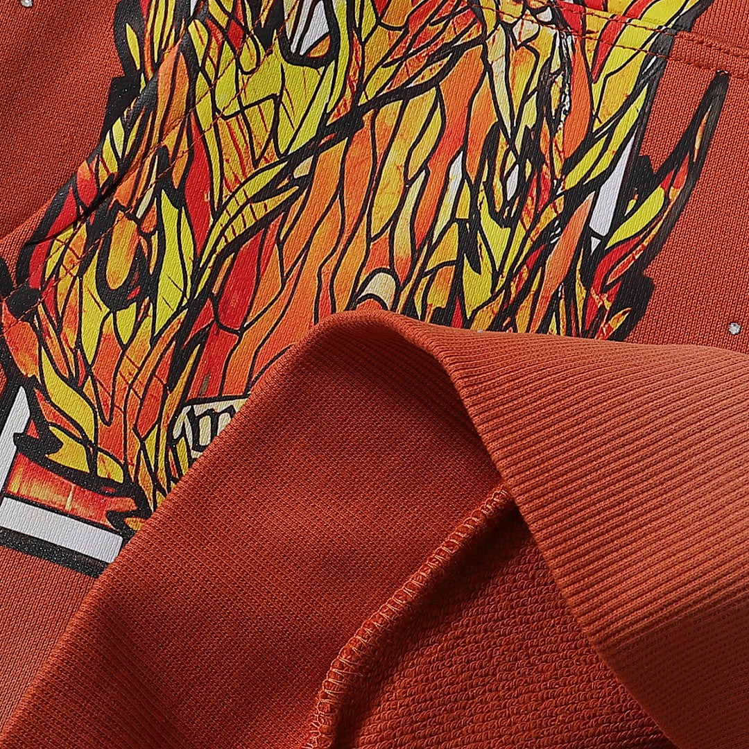Who Decides War Flame Glass Hooded Pullover (Rust / Orange)