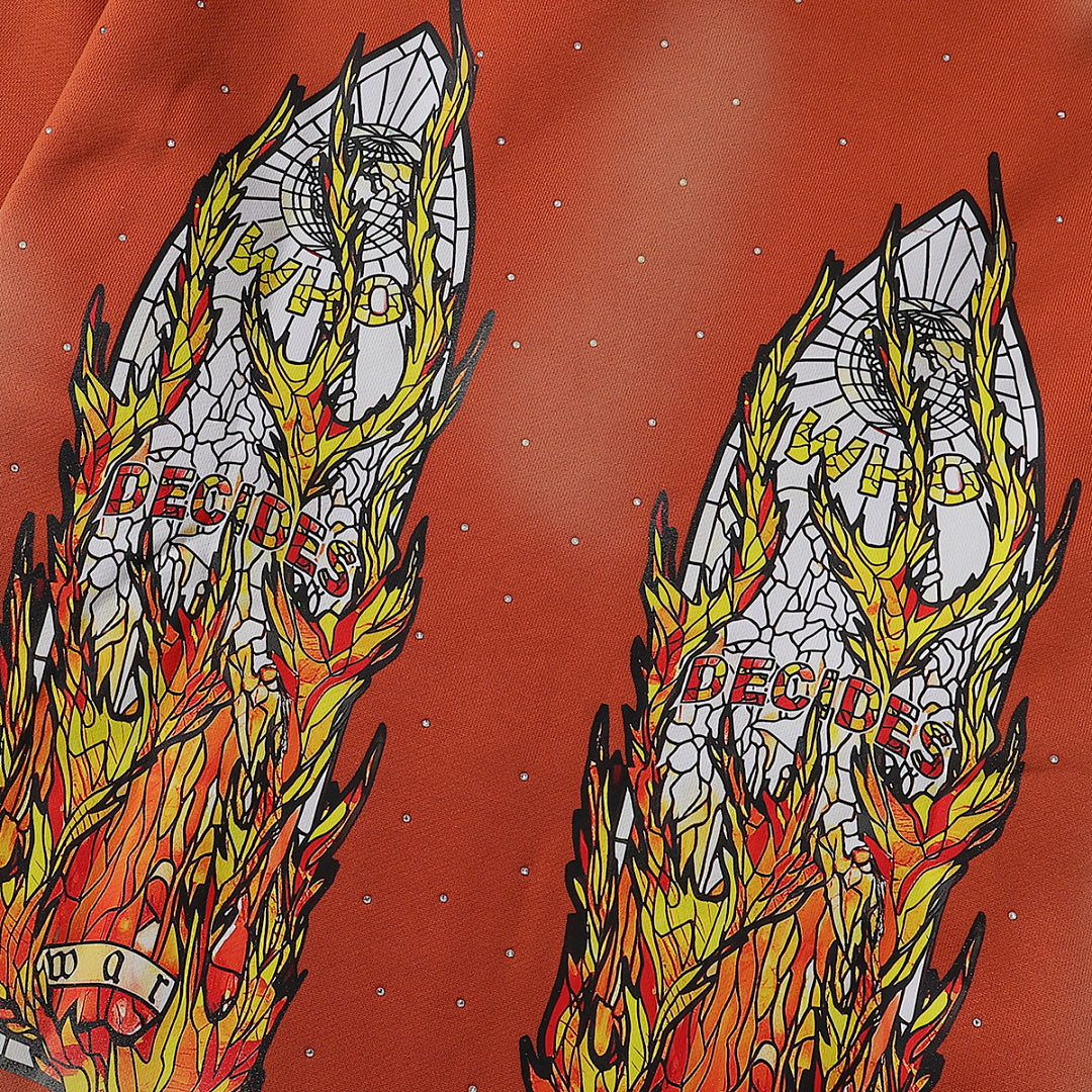 Who Decides War Flame Glass Hooded Pullover (Rust / Orange)