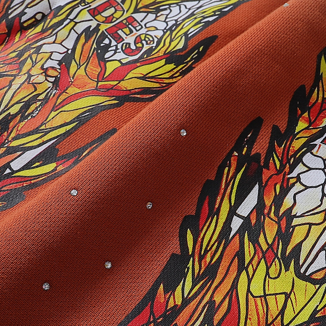Who Decides War Flame Glass Hooded Pullover (Rust / Orange)