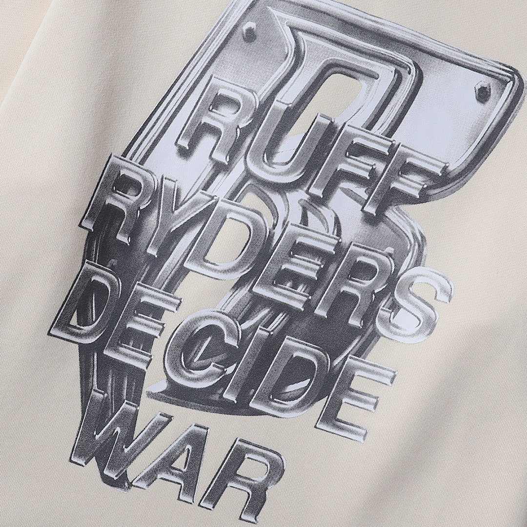 Who Decides War x Ruff Ryders Metallic Logo Crewneck Sweater (Off-White / Cream)