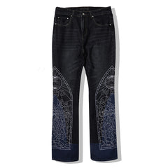 Who Decides War Blue Stained Glass Denim Jeans (Black / Blue)
