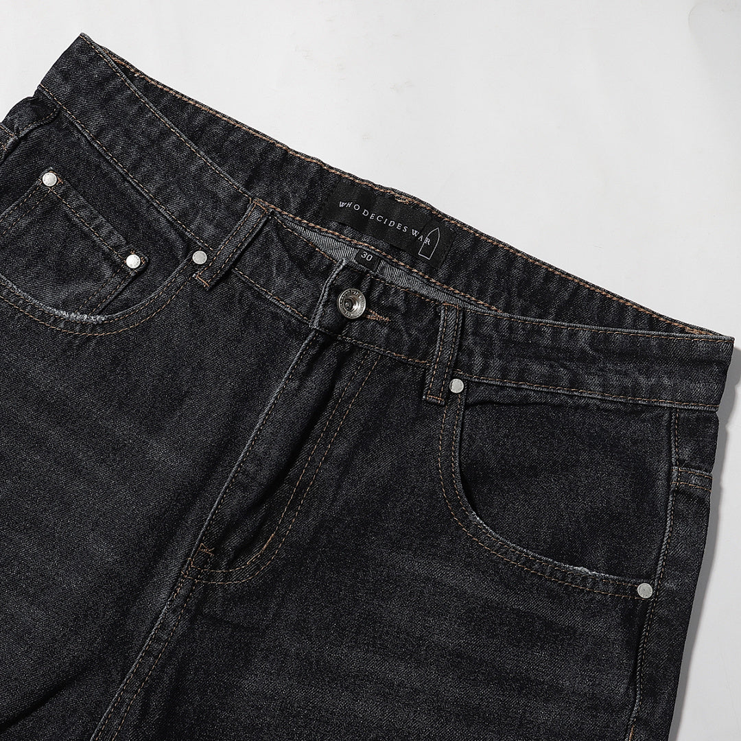 Who Decides War Blue Stained Glass Denim Jeans (Black / Blue)