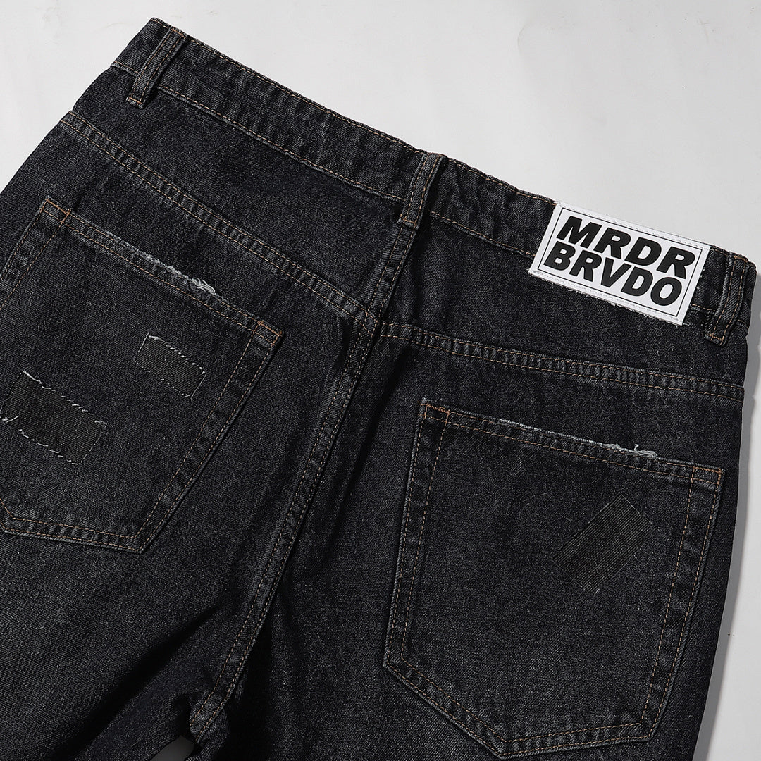 Who Decides War Blue Stained Glass Denim Jeans (Black / Blue)