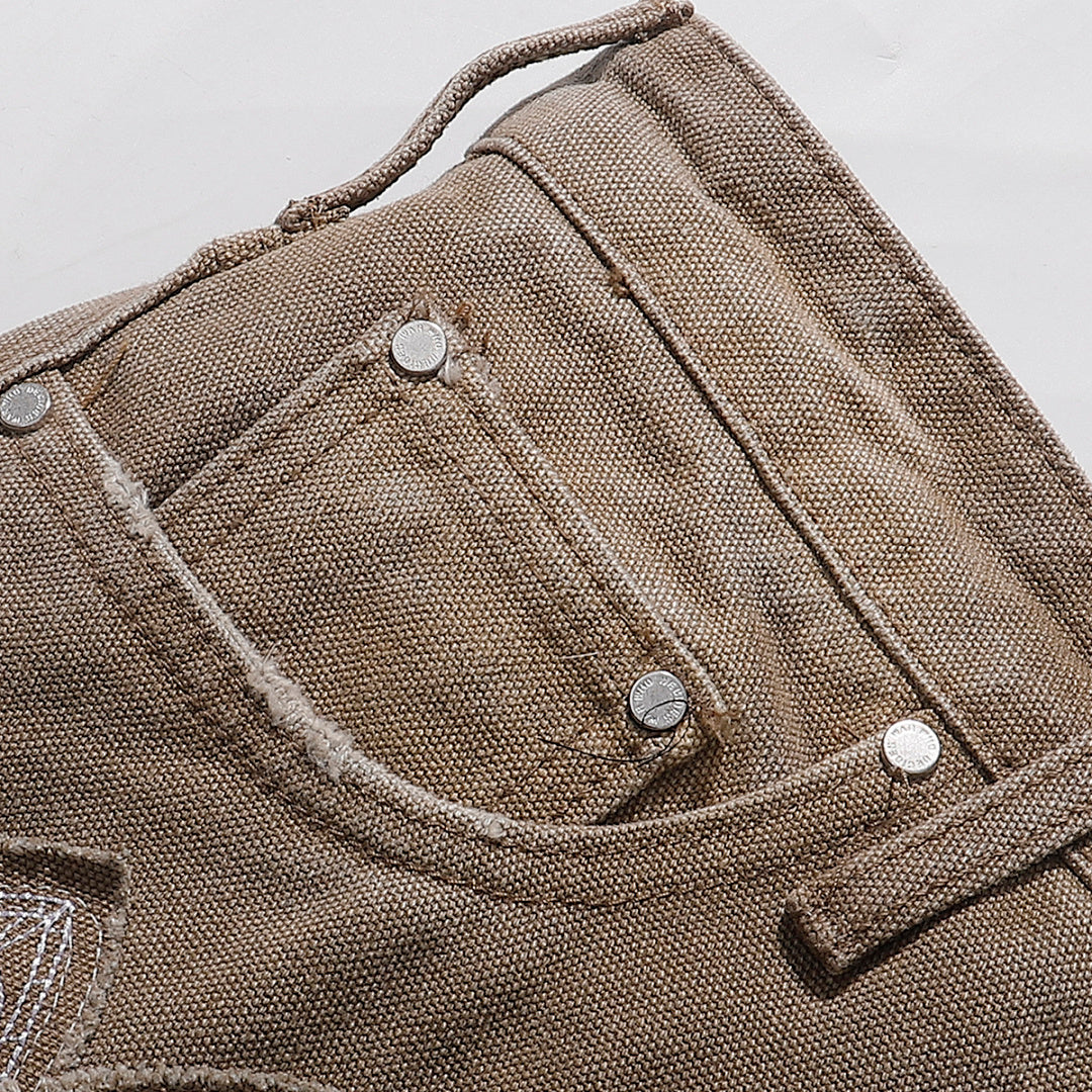 Who Decides War Stained Glass Paneled Denim Jeans (Khaki / Tan)