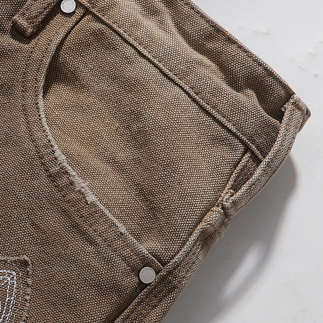 Who Decides War Stained Glass Paneled Denim Jeans (Khaki / Tan)