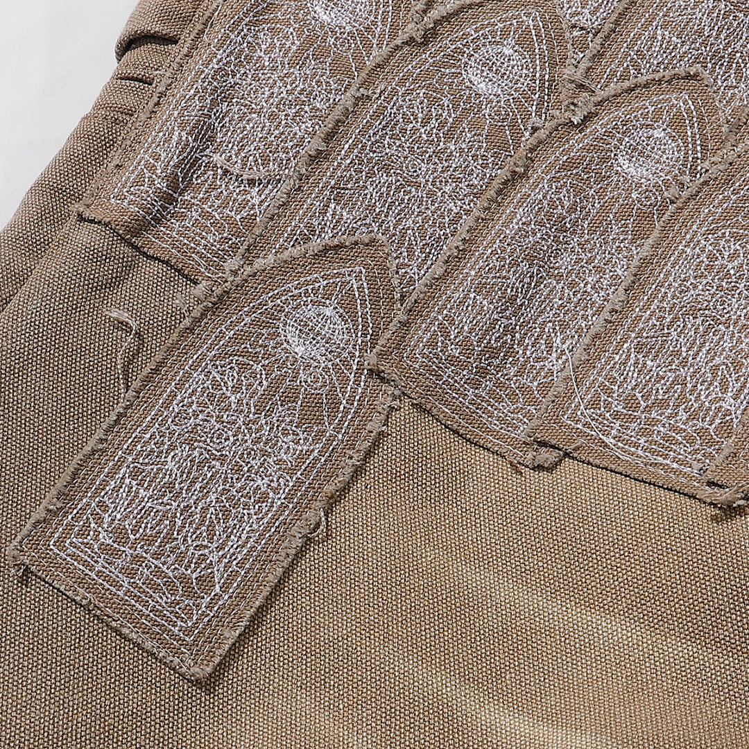 Who Decides War Stained Glass Paneled Denim Jeans (Khaki / Tan)