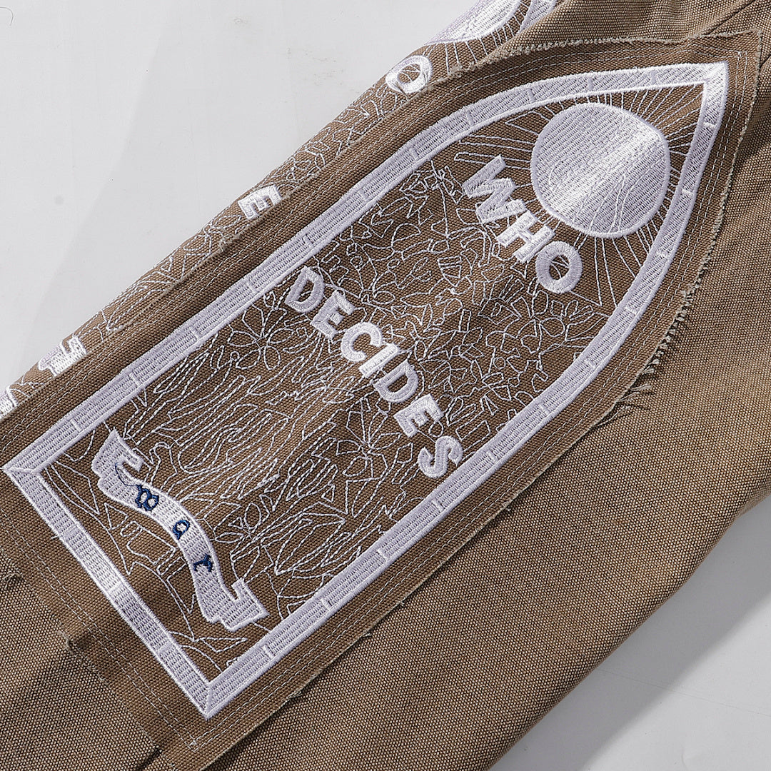 Who Decides War Stained Glass Paneled Denim Jeans (Khaki / Tan)