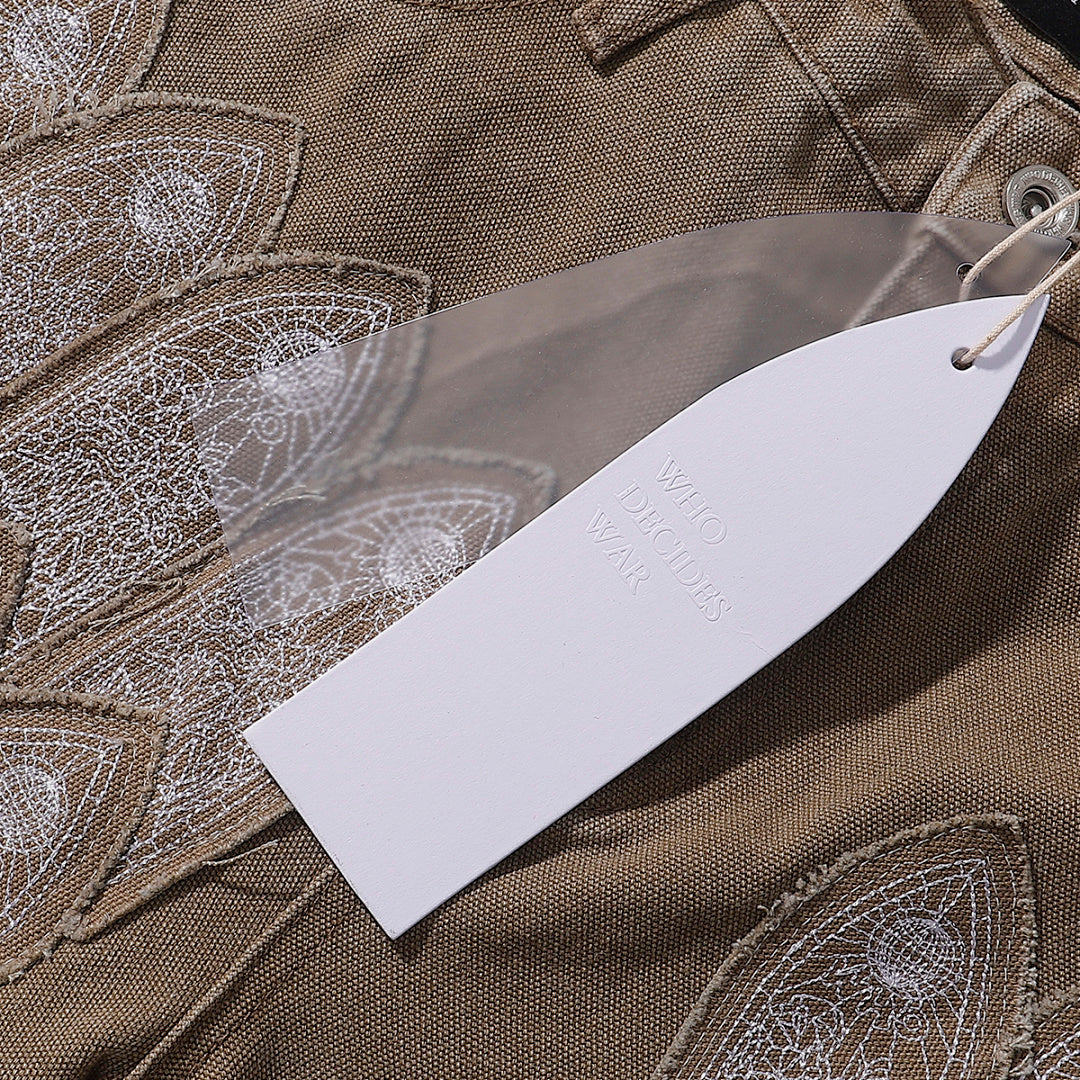 Who Decides War Stained Glass Paneled Denim Jeans (Khaki / Tan)
