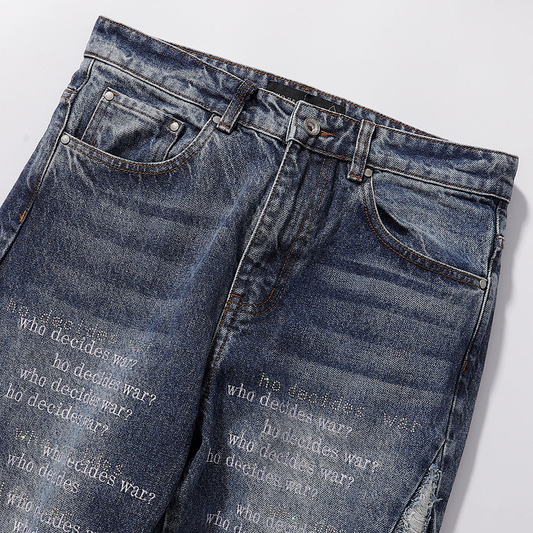 ho Decides War Stained Glass Paneled Denim Jeans (Medium Vintage Wash)