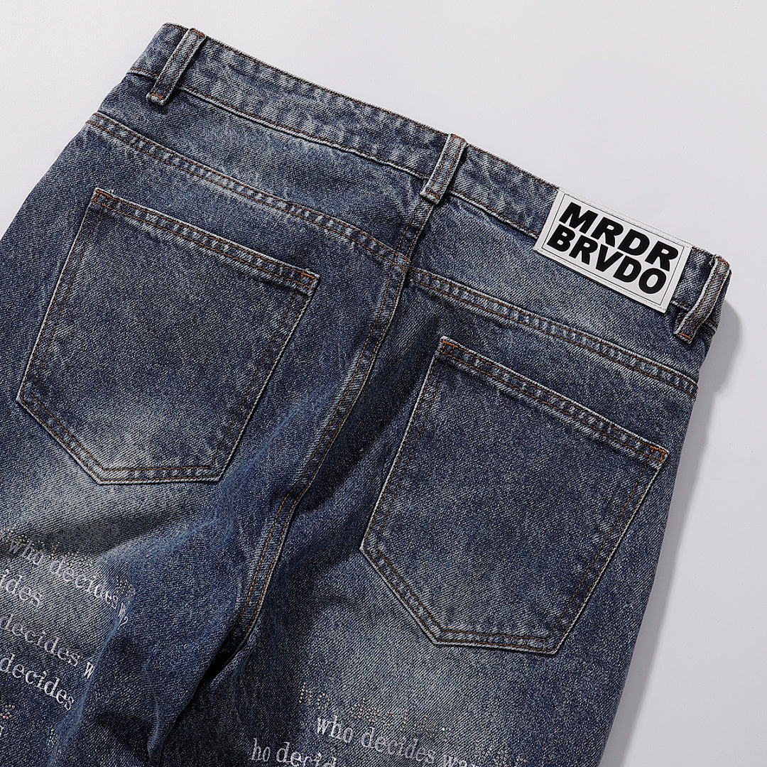 ho Decides War Stained Glass Paneled Denim Jeans (Medium Vintage Wash)