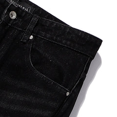 Who Decides War Typographic Laser-Etched Distressed Denim Jeans (Black)