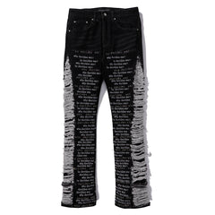 Who Decides War Typographic Laser-Etched Distressed Denim Jeans (Black)