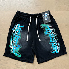 Foreign Trade American Trend Hell Star Retro Printed Ins Same Style Summer High Street Casual Trendy Washed Sports Shorts (14)
