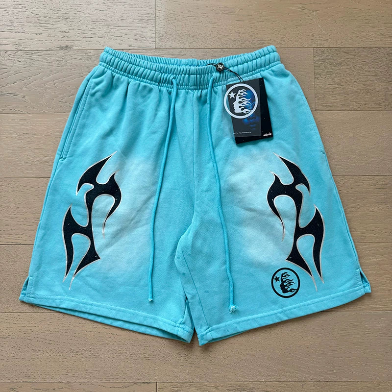 Foreign Trade American Trend Hell Star Retro Printed Ins Same Style Summer High Street Casual Trendy Washed Sports Shorts (9)