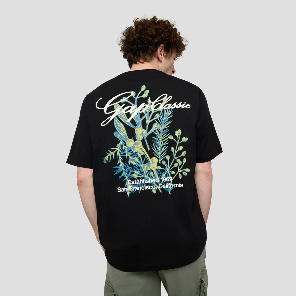 Cheng Yi endorses Gap men's and women's summer edition pure cotton printed logo round neck short sleeved T-shirt 727472