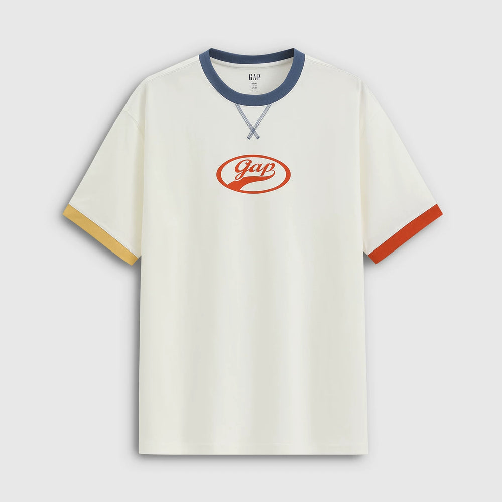 Cheng Yi endorses Gap men's and women's 2026 summer new print logo contrasting round neck short sleeved T-shirt 866079