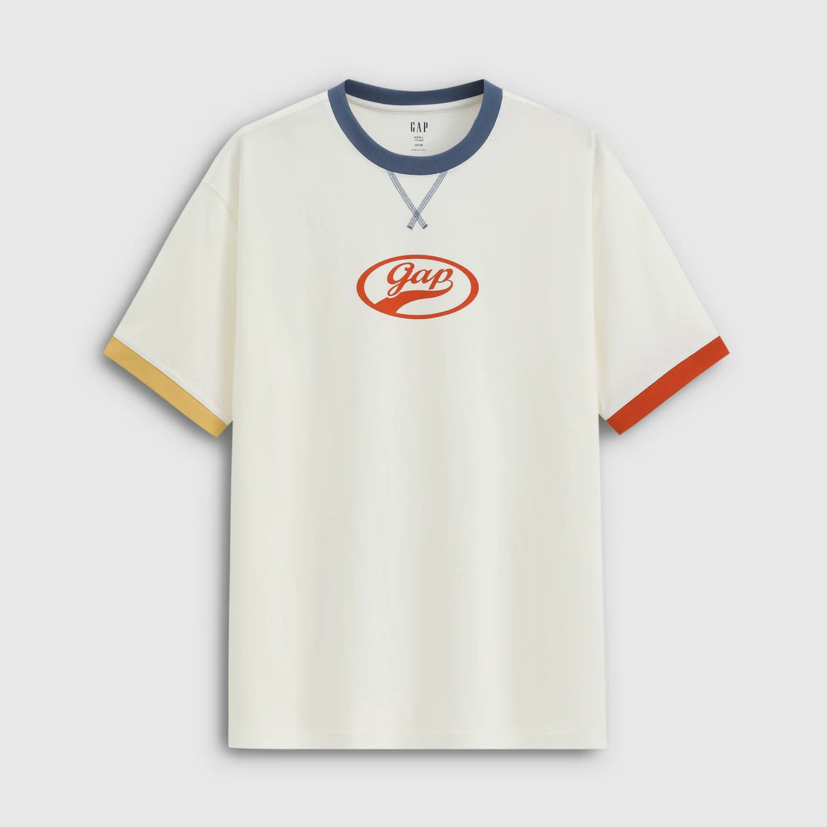 Cheng Yi endorses Gap men's and women's 2026 summer new print logo contrasting round neck short sleeved T-shirt 866079