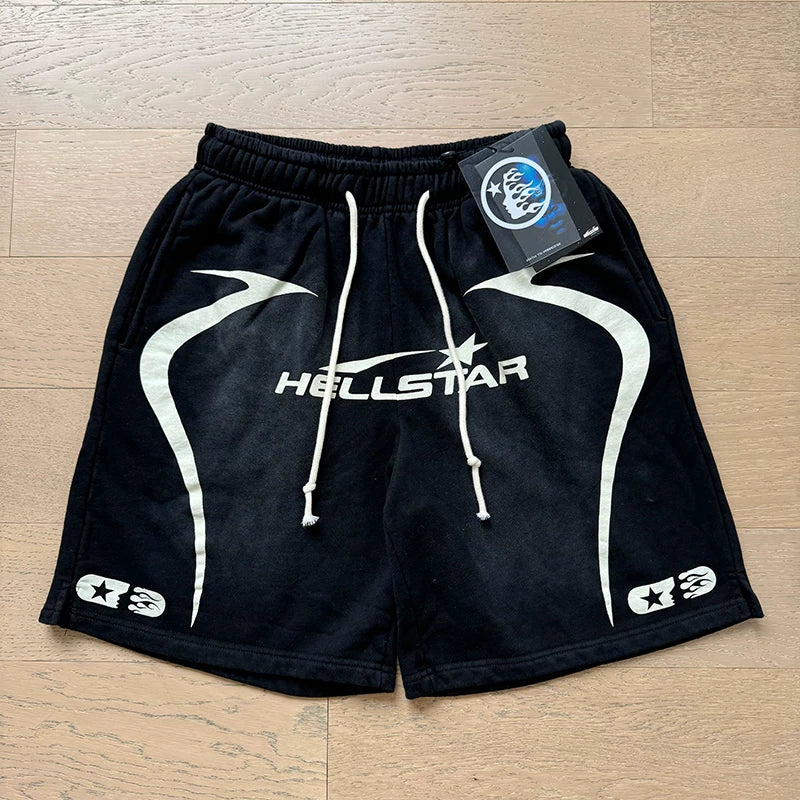 Foreign Trade American Trend Hell Star Retro Printed Ins Same Style Summer High Street Casual Trendy Washed Sports Shorts (7)