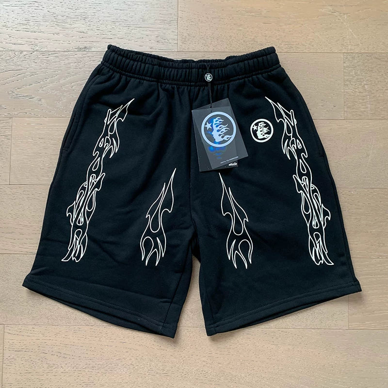 Foreign Trade American Trend Hell Star Retro Printed Ins Same Style Summer High Street Casual Trendy Washed Sports Shorts (3)