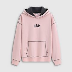 Cheng Yi endorses Gap men's and women's spring clothing with embroidered logo, loose fitting pullover, contrasting color hooded sweatshirt 854688