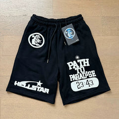 Foreign Trade American Trend Hell Star Retro Printed Ins Same Style Summer High Street Casual Trendy Washed Sports Shorts (5)