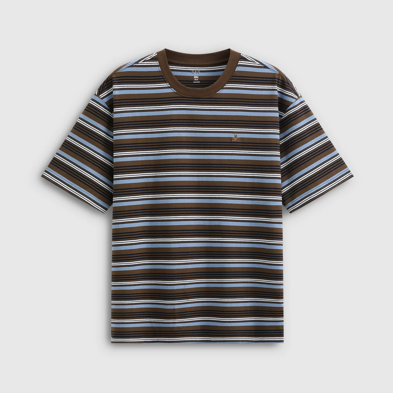 Gap Men's and Women's 2026 Summer New Cotton Bear Embroidered Striped Short sleeved T-shirt Casual Top 892363