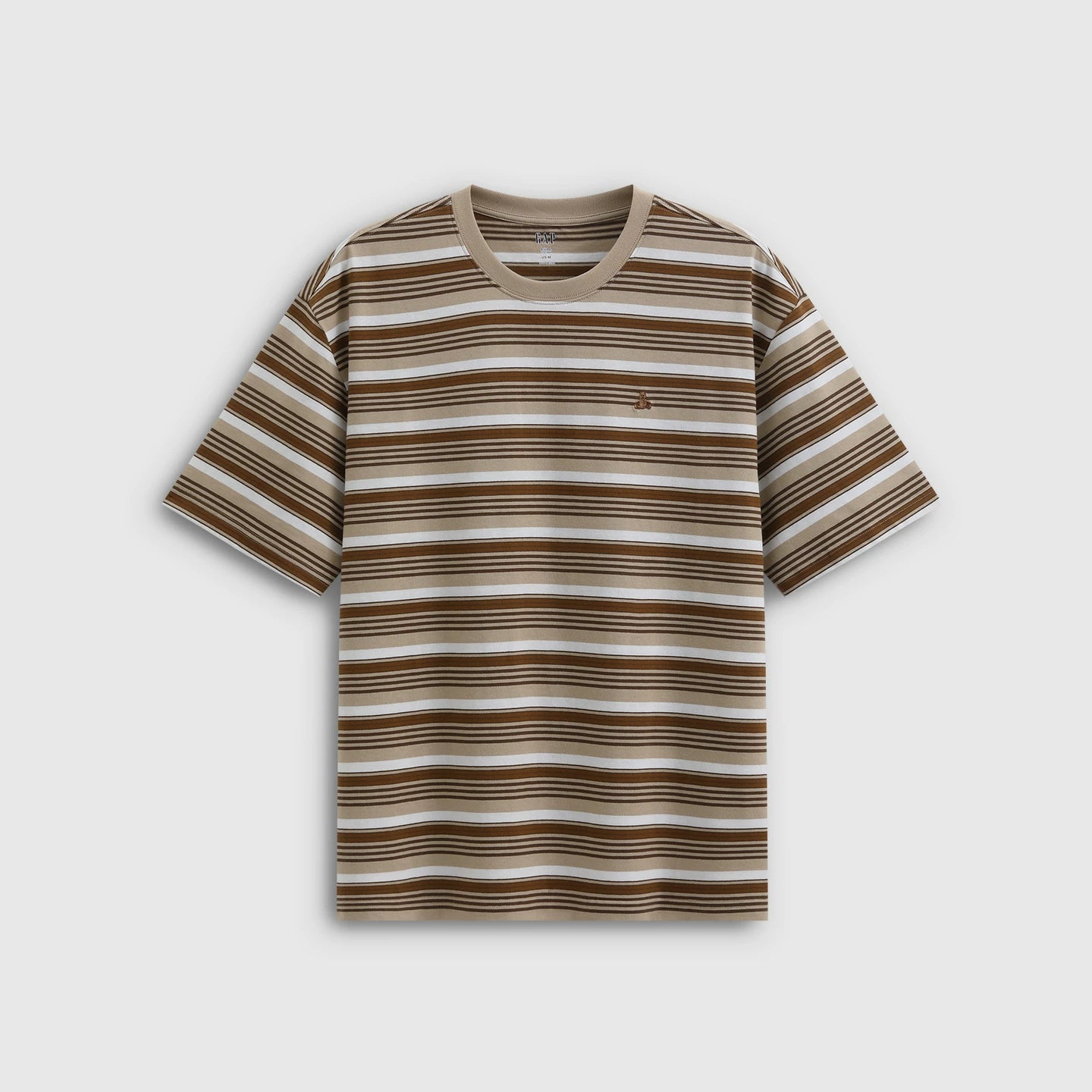 Gap Men's and Women's 2026 Summer New Cotton Bear Embroidered Striped Short sleeved T-shirt Casual Top 892363