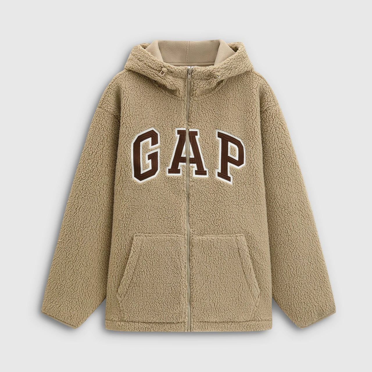 Cheng Yi endorses Gap men's and women's autumn and winter logo imitation lamb wool loose hooded sweatshirt 788291