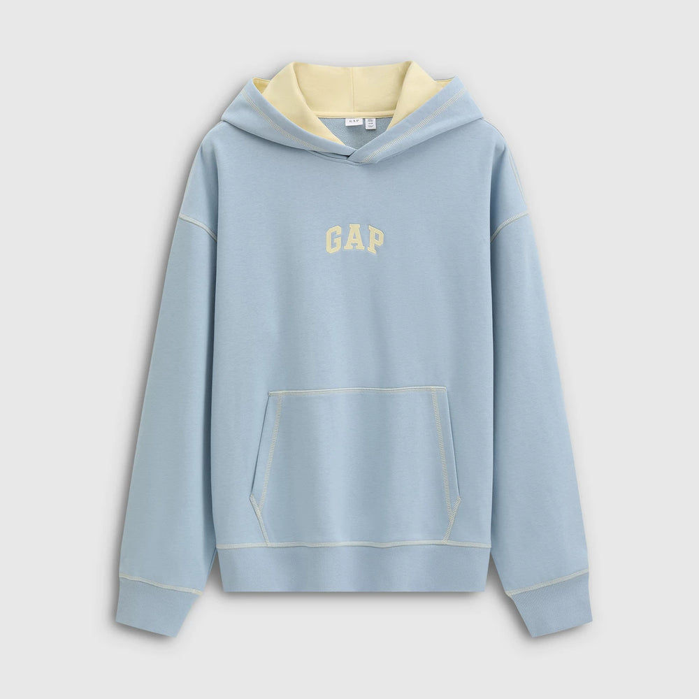 Cheng Yi endorses Gap men's and women's spring clothing with embroidered logo, loose fitting pullover, contrasting color hooded sweatshirt 854688