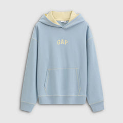 Cheng Yi endorses Gap men's and women's spring clothing with embroidered logo, loose fitting pullover, contrasting color hooded sweatshirt 854688
