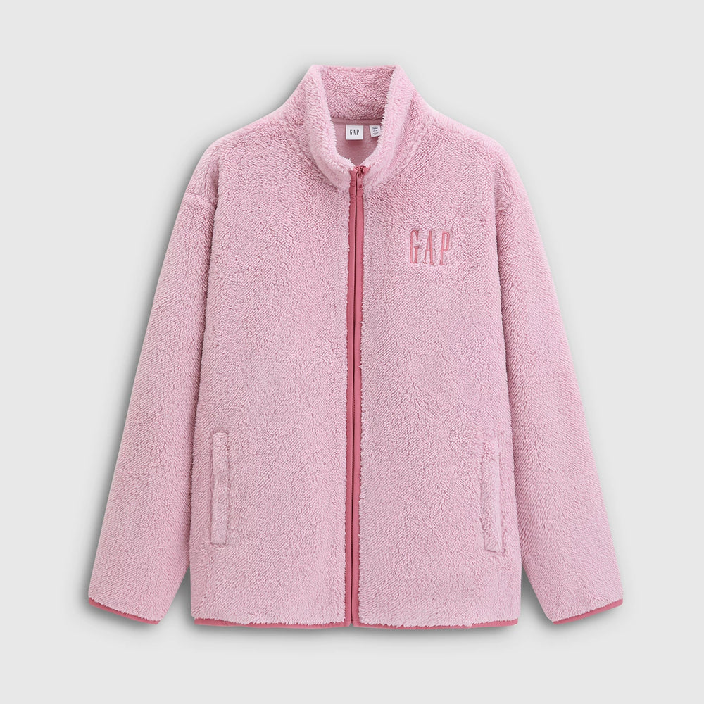 Cheng Yi endorses Gap men's and women's spring logo hugging fleece zipper stand up collar hoodie 786538