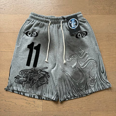 Foreign Trade American Trend Hell Star Retro Printed Ins Same Style Summer High Street Casual Trendy Washed Sports Shorts (14)