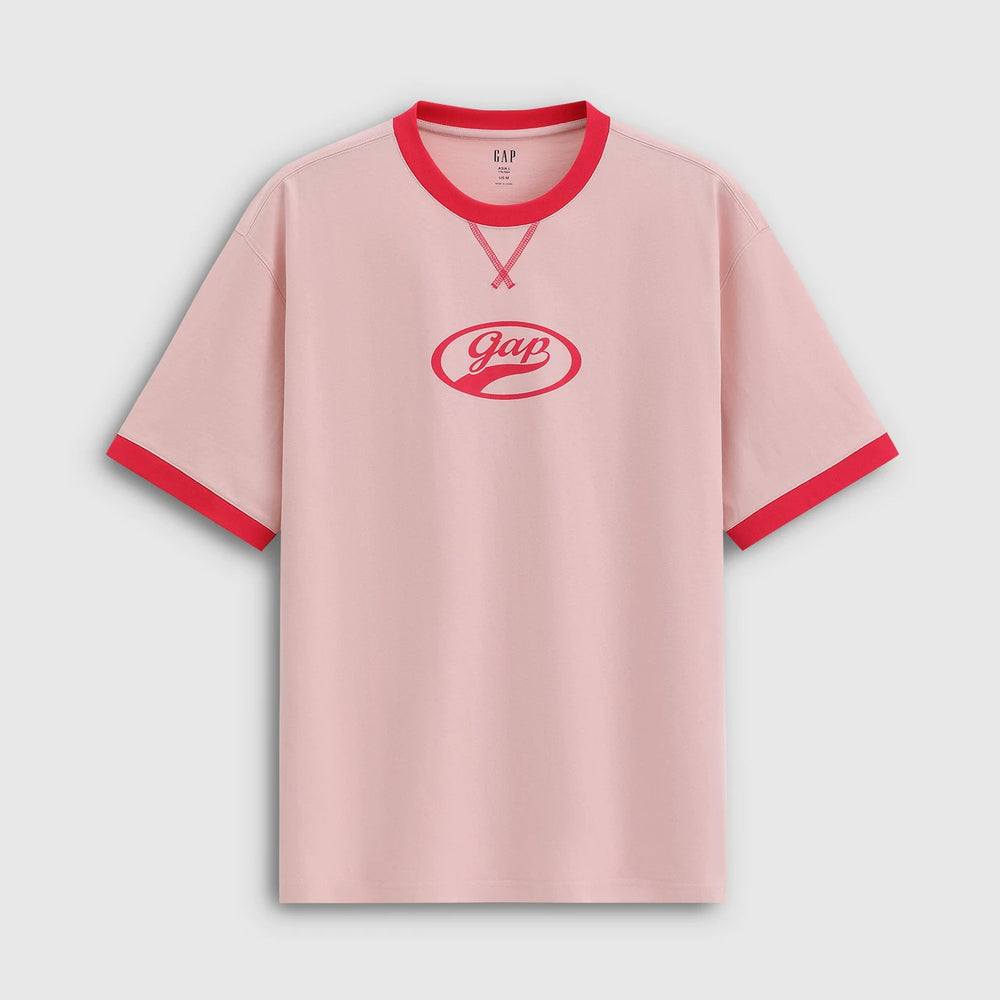 Cheng Yi endorses Gap men's and women's 2026 summer new print logo contrasting round neck short sleeved T-shirt 866079