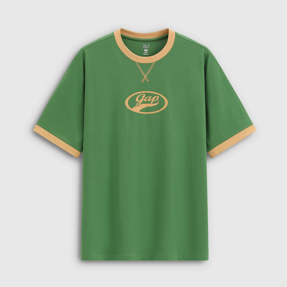 Cheng Yi endorses Gap men's and women's 2026 summer new print logo contrasting round neck short sleeved T-shirt 866079