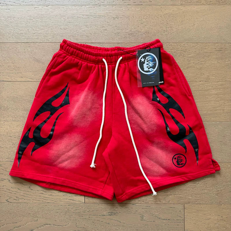 Foreign Trade American Trend Hell Star Retro Printed Ins Same Style Summer High Street Casual Trendy Washed Sports Shorts (11)