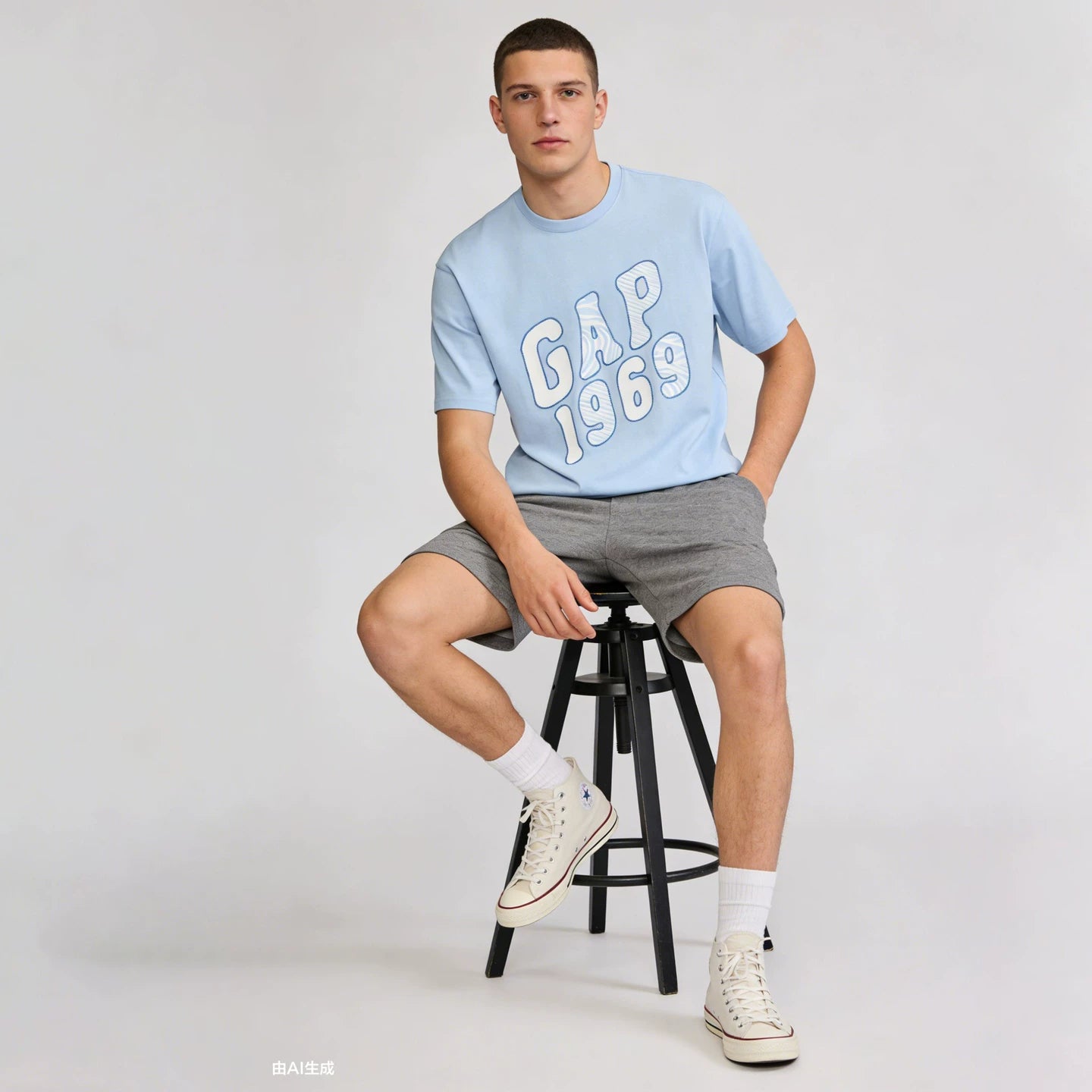 Cheng Yi endorses Gap men's and women's clothing for the summer of 2026, with a new cotton printed round neck short sleeved T-shirt 868289