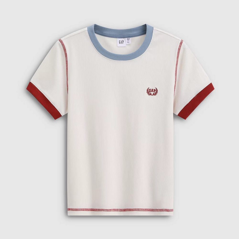 Li Jiaqi live broadcast room Gap men's and women's small logos/women's wheat ear logo round neck T-shirt