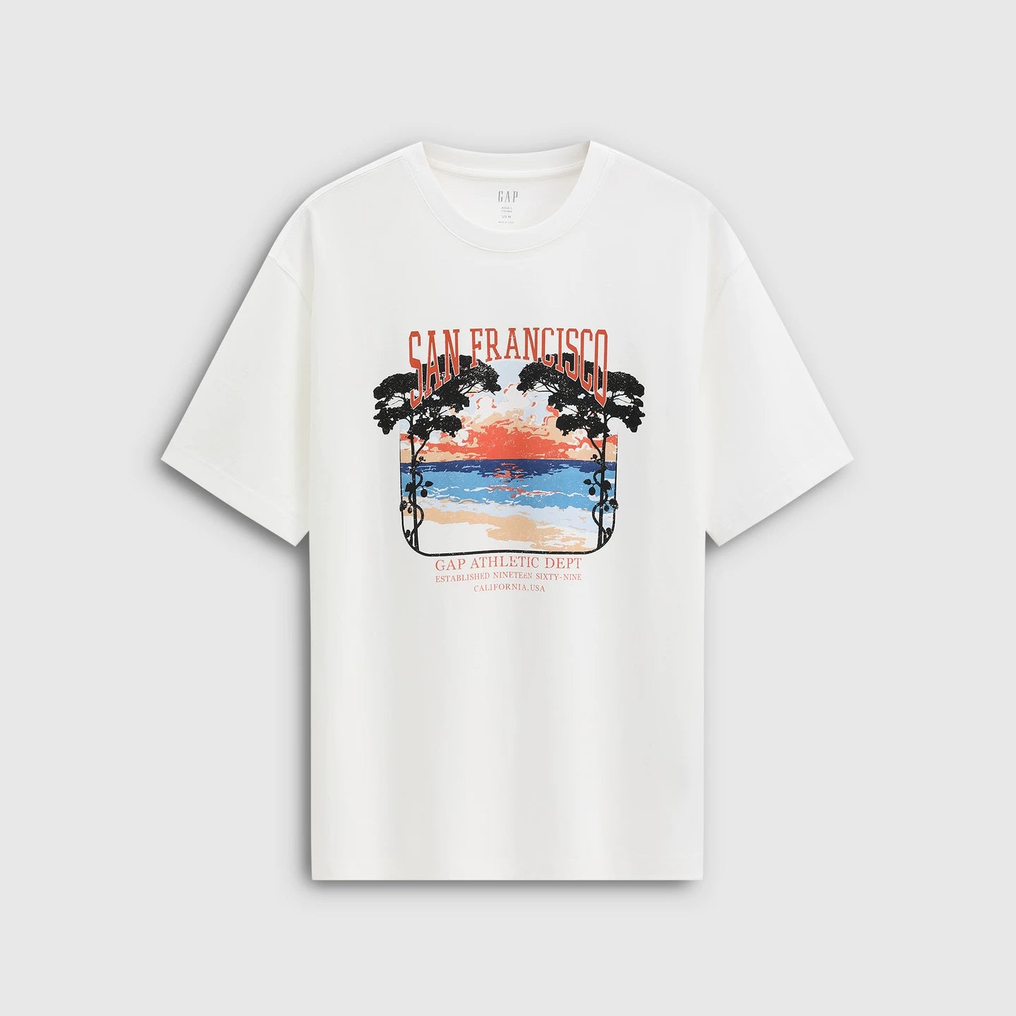Gap Men's and Women's 2026 Summer New Cotton California Sunset Printed Loose Short sleeved T-shirt Top 891397