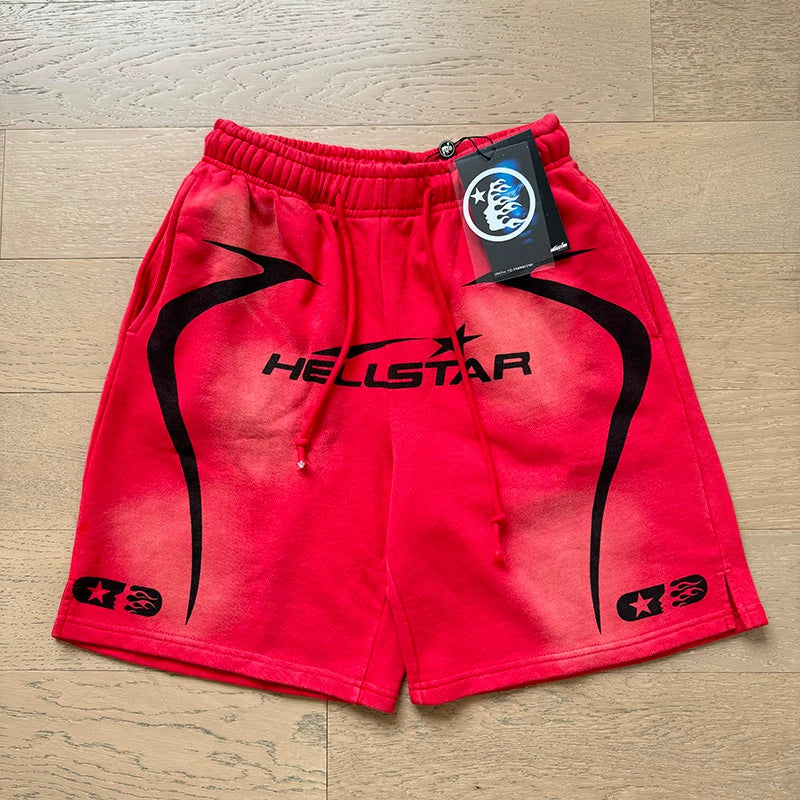 Foreign Trade American Trend Hell Star Retro Printed Ins Same Style Summer High Street Casual Trendy Washed Sports Shorts (8)