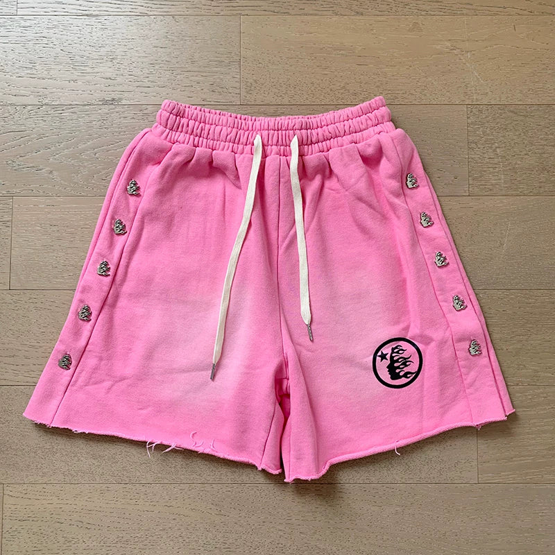 Foreign Trade American Trend Hell Star Retro Printed Ins Same Style Summer High Street Casual Trendy Washed Sports Shorts (4)