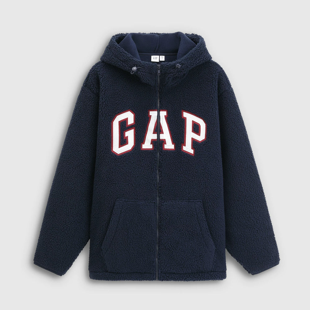 Cheng Yi endorses Gap men's and women's autumn and winter logo imitation lamb wool loose hooded sweatshirt 788291