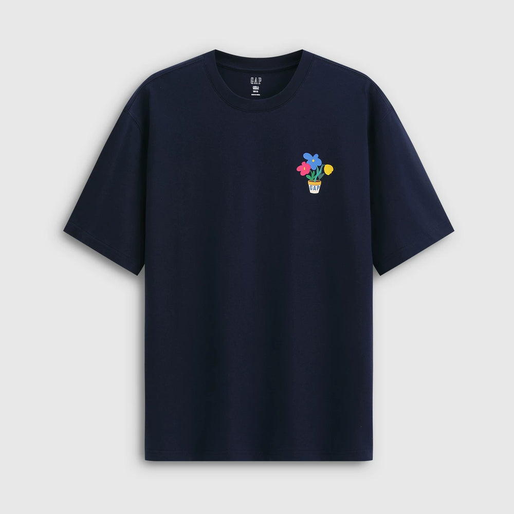 Cheng Yi endorses Gap men's and women's clothing for the summer of 2026 with pure cotton printed logo and contrasting short sleeved T-shirt 883713